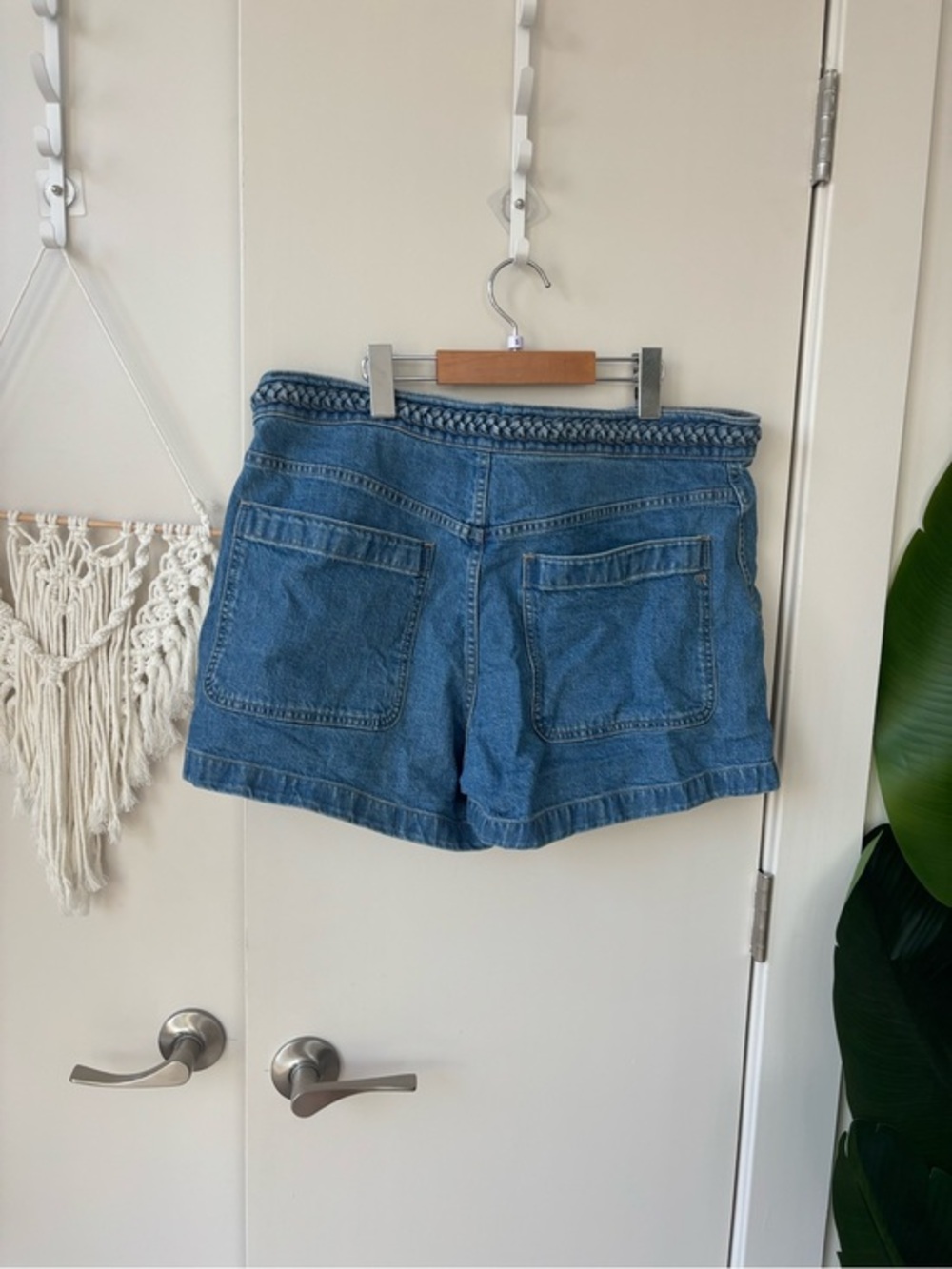 Lisa Says Gah Braided-Waist Denim Shorts - Blue - Picture 2 of 5